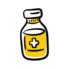 Medicine Bottle hand drawing icon for web and graphic design