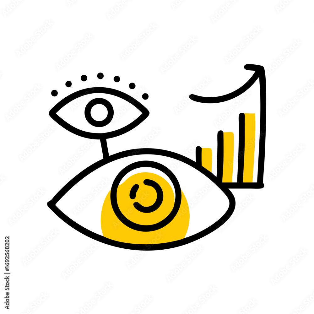 Poster monitoring hand drawing icon for web and graphic design