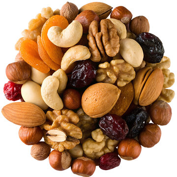 nuts and dried fruits on transparent background png