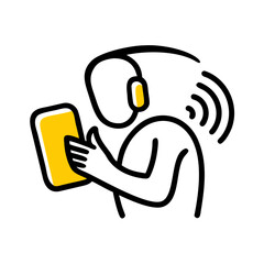 Person Listening to Podcast on Mobile hand drawing icon for web and graphic design