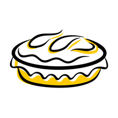 Pie Dessert with Filling hand drawing icon for web and graphic design