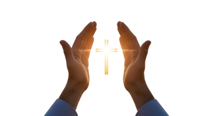 Hands reaching for a glowing light symbolizing hope and spirituality.