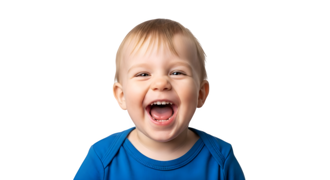 Happy laughing baby boy portrait.