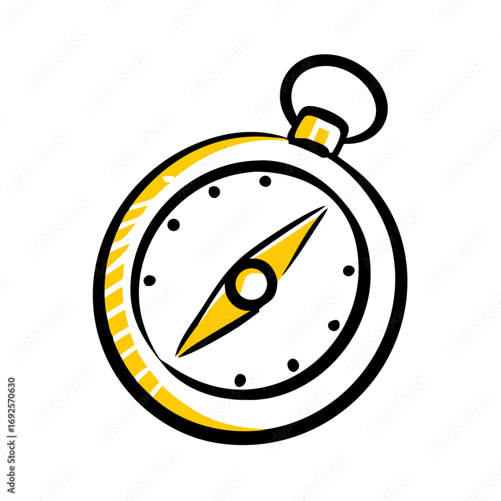 Poster portable compass navigation hand drawing icon for web and graphic design