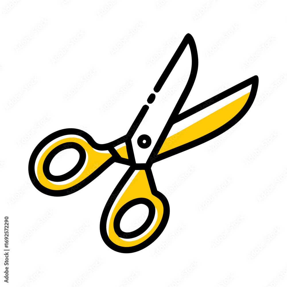 Poster scissors hand drawing icon for web and graphic design