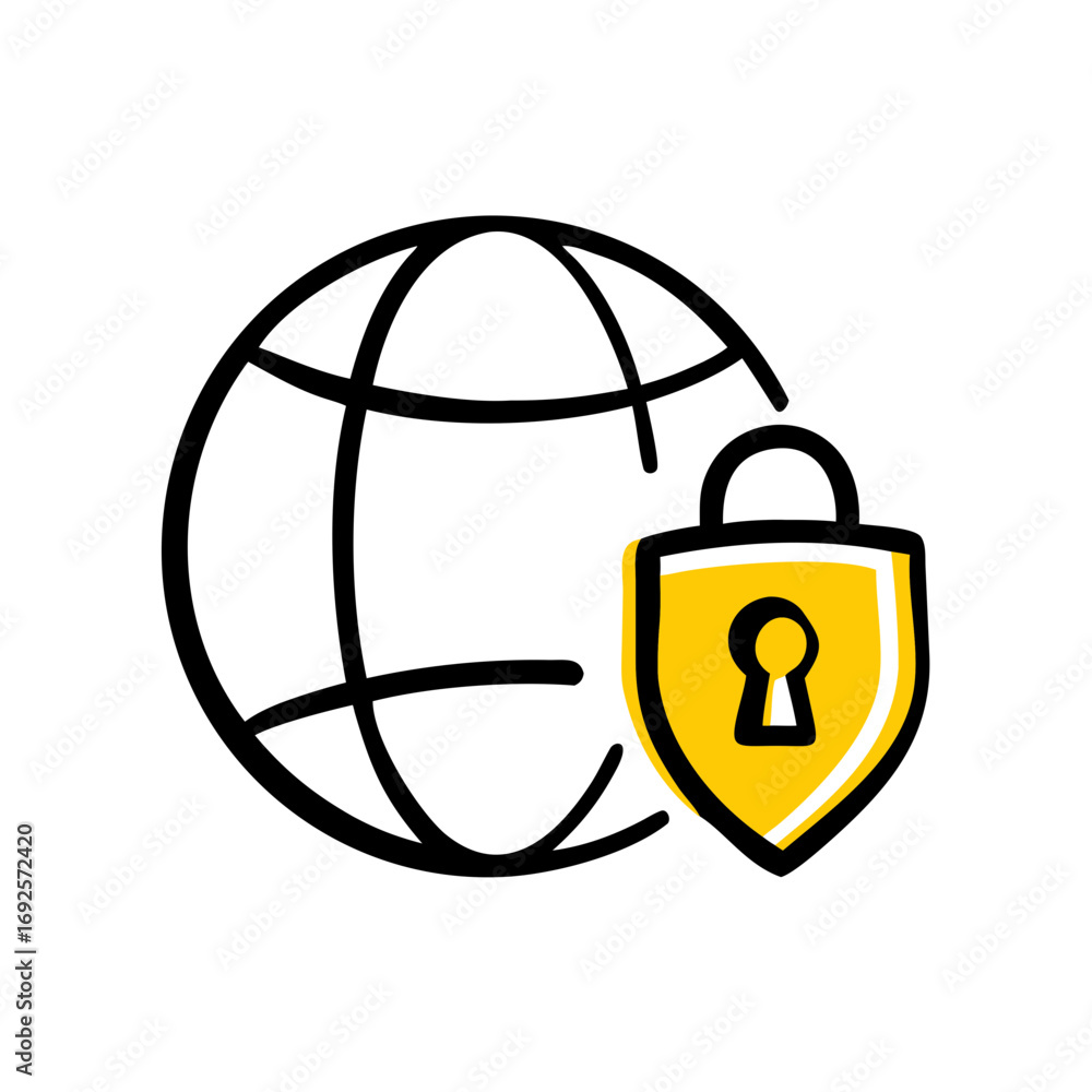 Poster secure internet hand drawing icon for web and graphic design