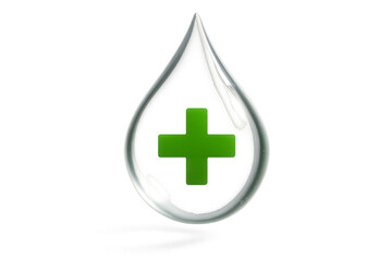 Fototapeta premium Single drop of water with a tiny green cross inside
