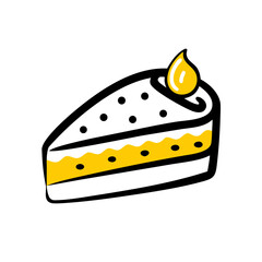 Slice of Birthday Cake hand drawing icon for web and graphic design