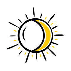Solar Eclipse hand drawing icon for web and graphic design