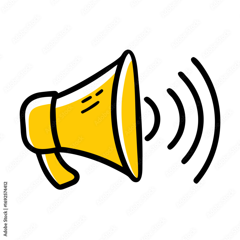 Poster sound speaker broadcasting volume hand drawing icon for web and graphic design