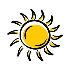 Sun hand drawing icon for web and graphic design