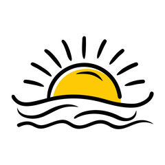 Sunset hand drawing icon for web and graphic design