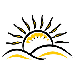 Sunrise hand drawing icon for web and graphic design