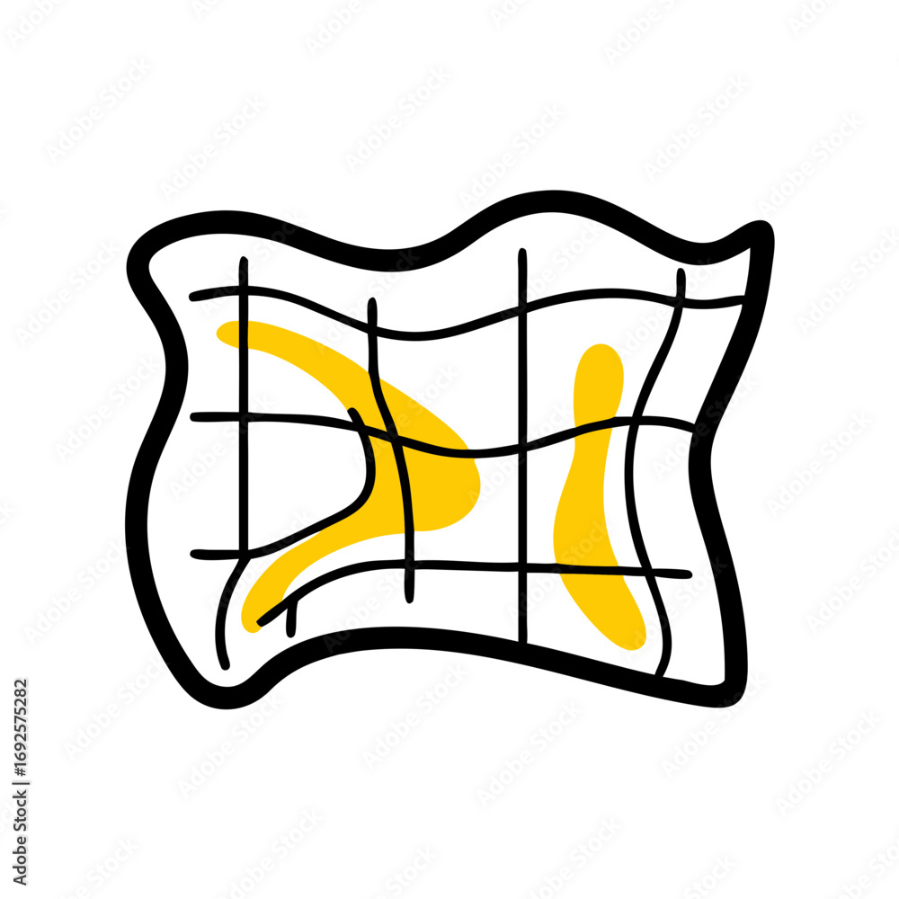 Poster topographic map grid hand drawing icon for web and graphic design