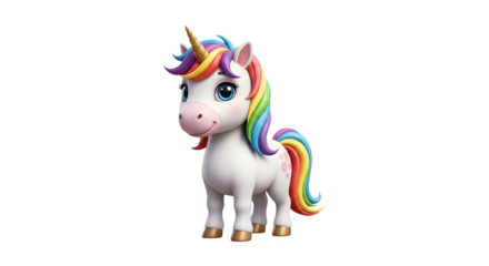 Rainbow Mane Unicorn 3D Render.