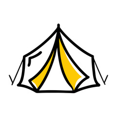 Travel Camping Tent hand drawing icon for web and graphic design