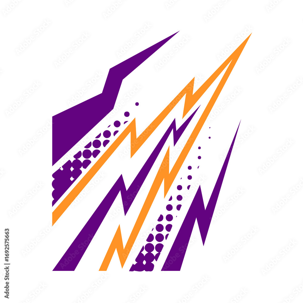 Aufkleber dynamic lightning bolt graphic design element with halftone pattern.