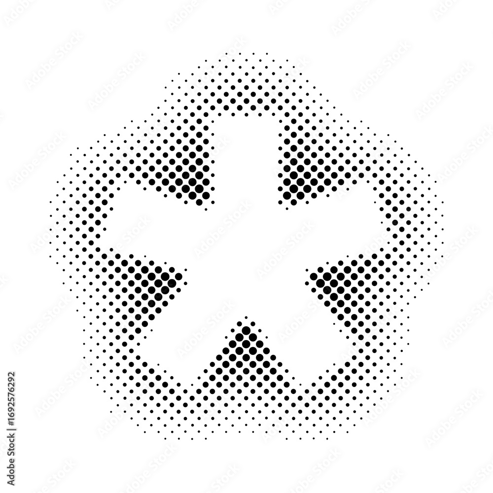 Poster halftone asterisk symbol graphic design element.