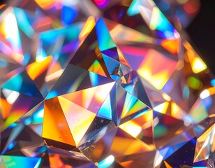 Colorful crystal facets reflecting light