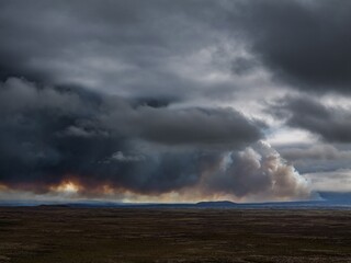 DefaultVolcano, volcanic eruption, ash cloud, aerial view, Sundhnúkur crater chain, July 2025, Reykjanes Peninsula, Iceland
