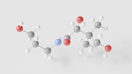 panthenol molecule 3d, molecular structure, ball and stick model, structural chemical formula pro-vitamin b5