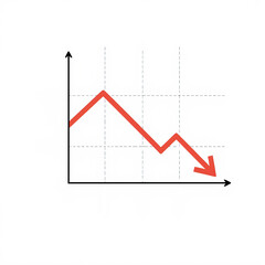 A simple graph showing a downward trend, represented by a red line, indicating a decline over time