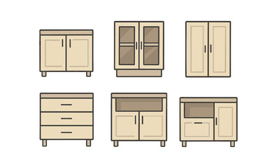 Minimalist beige cabinet collection: versatile home storage solutions