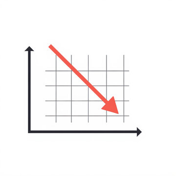 A downward trend graph with a red arrow, indicating a decline in data or performance over time