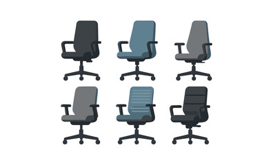 Obraz premium Variety of office chairs with armrests on a gridded background