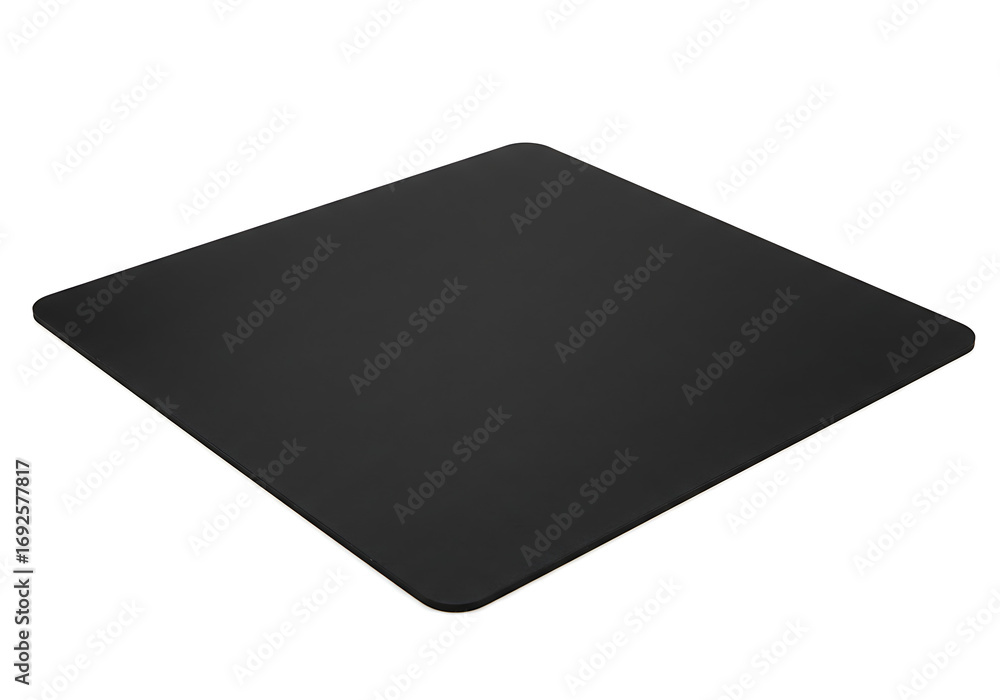 Fototapete black mousepad sits on white surface, providing a smooth and precise tracking area for computer mous