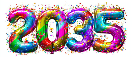 Colorful 2035 balloons on a transparent background illustrations festive atmosphere	
