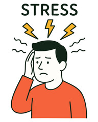 Workplace Stress Minimal Doodle Illustration