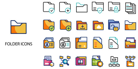 Folder simple concept 24 color icons set .Vector illustration.