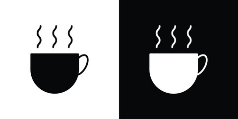 Hot coffee cup icon logo. simple graphic symbols