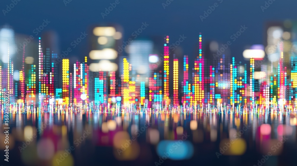 Poster a panoramic view of a city skyline with skyscrapers highlighting urban development and ai-powered co