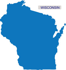 Solid map of Wisconsin an USA or or America State