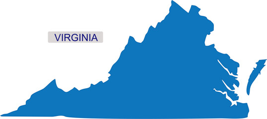 Obraz premium Solid map of Virginia an USA or or America State