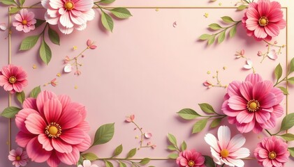 Fototapeta premium Minimalist gold & pink floral geometric seamless pattern , glamour, decorative