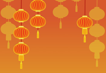 Illustration for Asian-style lantern background