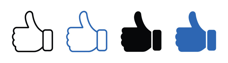 Thumb Up icon set multiple style collection. Vector illustration.