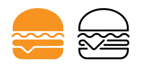 Delicious burger icon with toppings on a white background