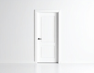 White door mock up isolated on white background, copy space