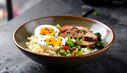 Bowl of ramen with pork and egg