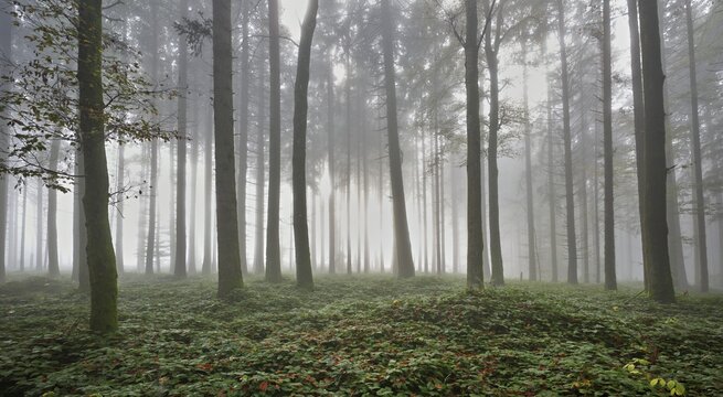 Forest in the fog, Horben, Lindenberg, Canton Aargau, Switzerland
