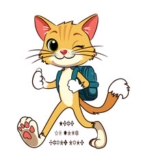 Happy School Cat Logo – Playful Brand Mascot for Kids