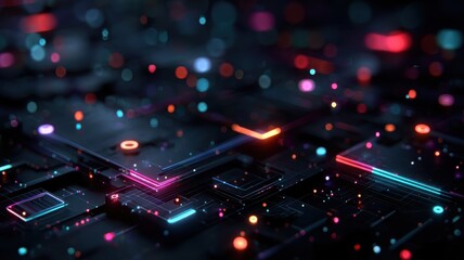 Abstract Digital Background with Bright Colors and Geometric Patterns