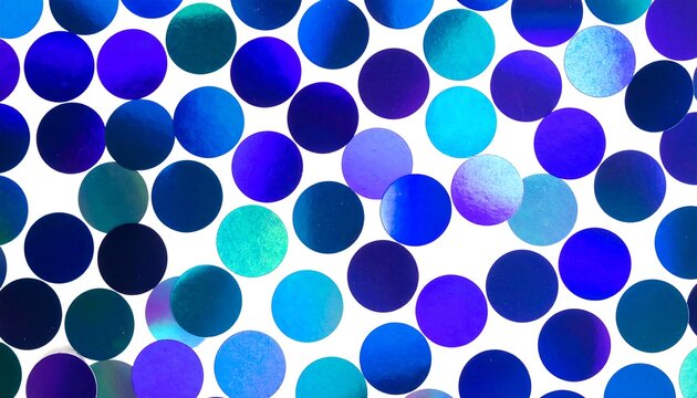 Circular iridescent confetti on white