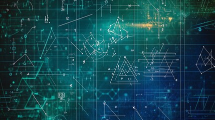 Mathematical and Engineering Blueprints with Geometric Symbols

