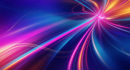 Abstract light trails converge in a burst of vibrant color and energy © MD