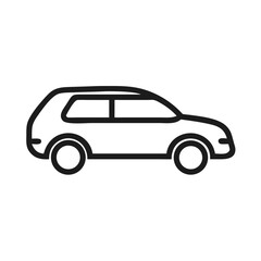 Vector icon of SUV car in outline style for transport, travel, and automotive design